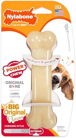 Nylabone Power Chew Original Bone Dog Chew Toy, Original Flavor, Medium by Nylabone