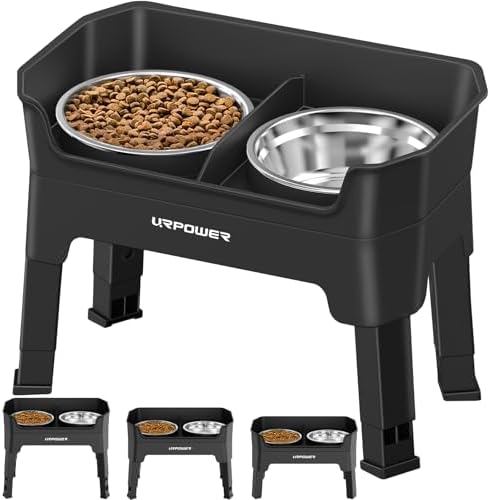 URPOWER Elevated Dog Bowls, 3-in-1 Double Deck Raised Dog Bowl Stand by URPOWER