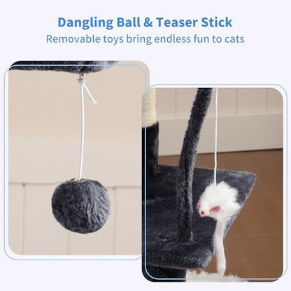 Heybly Cat Tree with Toy, 43.3 inch Cat Tower for Indoor Cats HCT004SG - Image 4