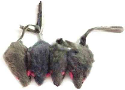 emours 12 Piece Pack Rattle Furry Mice Cat Toy Realistic Fur Mice Toys, Grey - Image 4