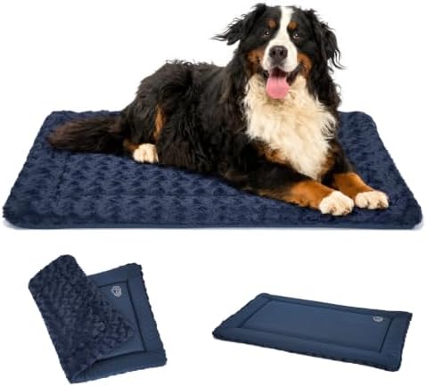 EMPSIGN Dog Crate Pad for 54"x37" Dog Crate, Plush/Canvas Navy by EMPSIGN
