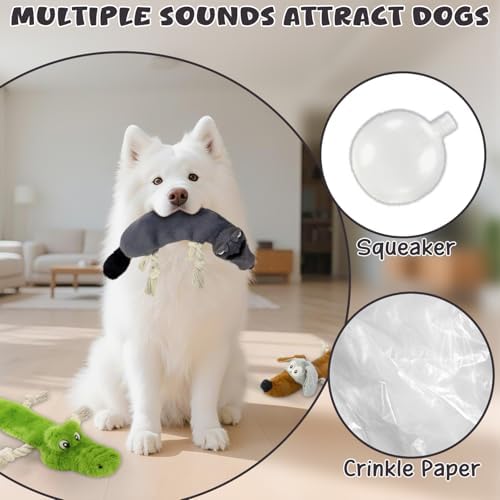 Squeaky No Stuffing Dog Toys, 3 Pack Rope Toys for Teething, Crinkle Plush Toys to Keep Them Busy, Tug Interative Dog Toys for Small Medium Large Breed.Not for Aggressive Chewers. - Image 3