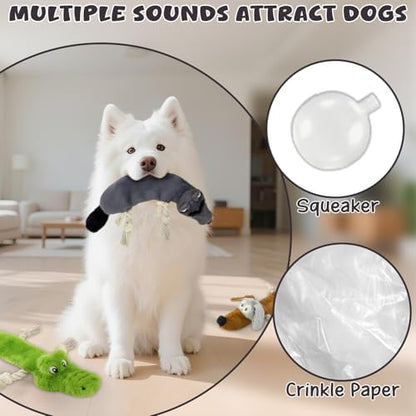 Squeaky No Stuffing Dog Toys, 3 Pack Rope Toys for Teething, Crinkle Plush Toys to Keep Them Busy, Tug Interative Dog Toys for Small Medium Large Breed.Not for Aggressive Chewers. - Image 3