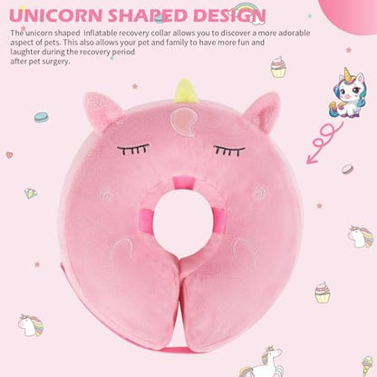 IEUUMLER Inflatable Recovery Dog Collar, Protective Donut Cone, Adjustable Soft Collar for Dog and Cat After Surgery Prevent from Biting & Scratching EU002 - Unicorn L - Image 7