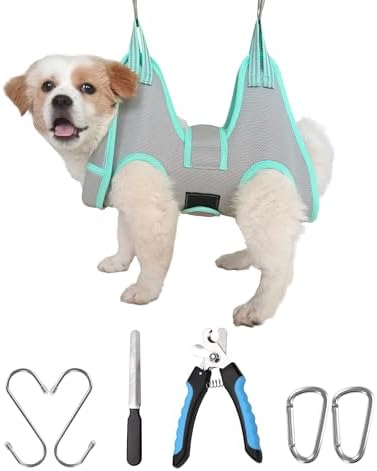 Kkiimatt XS Dog Grooming Hammock Harness, Grey, Nail Trimming, Holder, Restraint, Thick Neck Support by Kkiimatt
