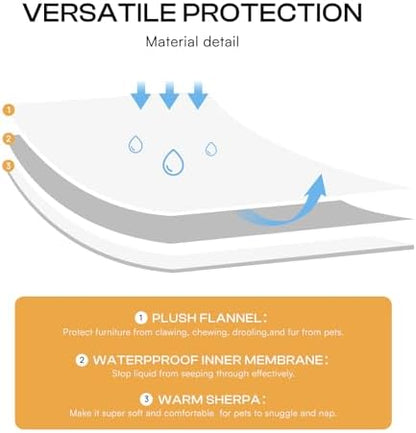 Luciphia Waterproof Bed Blanket Washable, Soft Sherpa Fleece Puppy Reversible Throw Blankets for Medium Large Dog Cat, Furniture Cover Protector Couch from Liquid Pee and Pet Fur, Light Grey,85" x 57" - Image 3