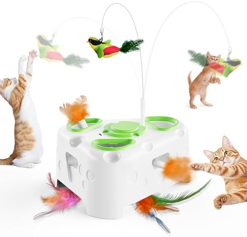3-in-1 Automatic Interactive Cat Toy, Flying Bird, Mole & Feather by PANRIO