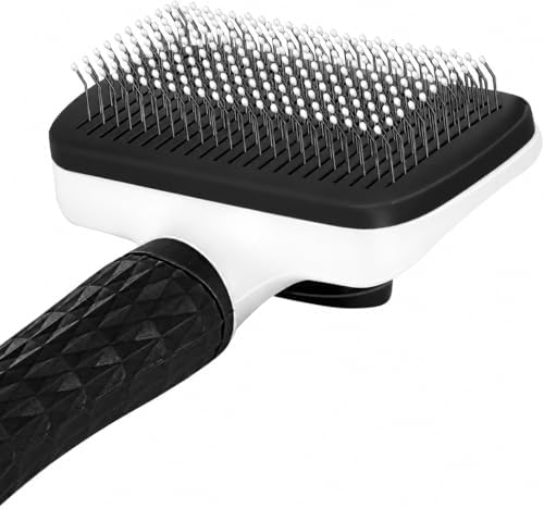 Self-Cleaning Slicker Brush, Dog Cat Bunny Pet Grooming Shedding Brush, Easy to Remove Loose Undercoat, Pet Massaging Tool Suitable for Pets with Long or Short Hair (Black) - Image 2