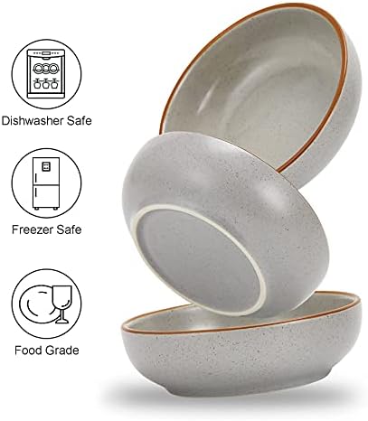 Cottagecore Ceramic Cat Bowls, 3 Pack Set, Gray, 5.3 in Shallow Pet Bowl for Kitten, Cat, Small Dog - Image 5