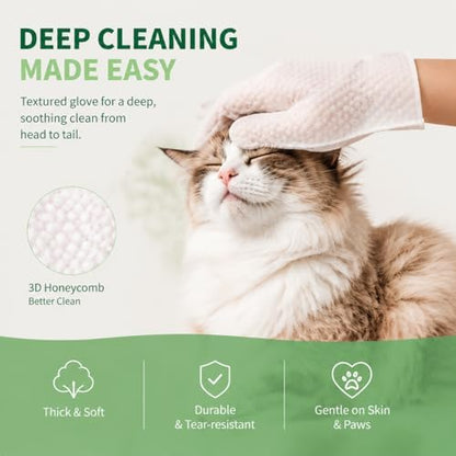 Pet Cleaning Glove Wipes for Dogs & Cats, 6 Pcs - Image 3