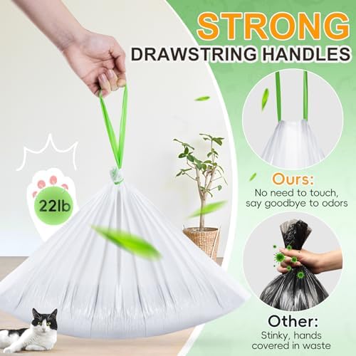 80 Count 18" x 12.6" Cat Litter Box Liners, Compatible with Meo Want MW-SC01/SC02/SC09/ SC01-Y, Thick Heavy Duty Drawstring Cat Litter Bags, Replaced Trash Bags for Self-Cleaning Cat Litter Box - Image 4
