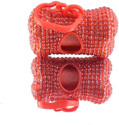 Bling Dog Poop Pickup Bag Dispenser Holder Pet Waste Disposal Bag Pet Trash Bags Holder Bone Shaped (Red) - Image 2