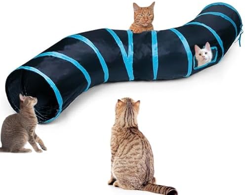 Cat Tunnel, Cat Tunnels for Indoor Cats, S-Shape Foldable Cats Cave by Deofun