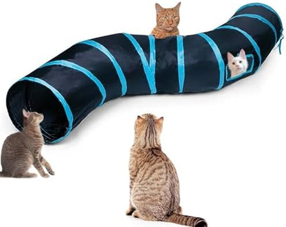 Cat Tunnel, Cat Tunnels for Indoor Cats, S-Shape Foldable Cats Cave by Deofun