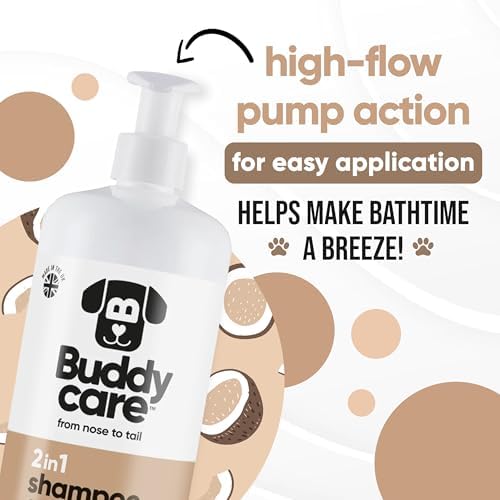 2in1 Dog Shampoo & Conditioner by Buddycare | Coconut Scented | with Aloe Vera and Pro Vitamin B5 (33.8oz) - Image 6
