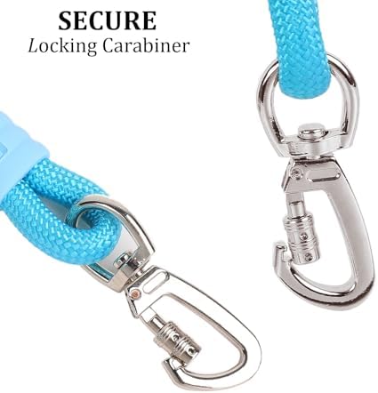JSXD 5 FT Heavy Duty Dog Training Leash - Double Handle Comfortable Padded Hands Free, Adjustable Crossbody Waist for Small Medium Large Dogs (Blue) - Image 2