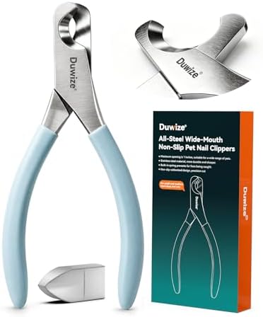 Dog Nail Clippers - All-Steel Material, Large Opening, New Non-Slip Rubberized Handle, Built-in Spring, No Fur Pinch, Professional Pet Nail Trimmers for Small to Medium Dogs and Cats (Blue) by Unknown