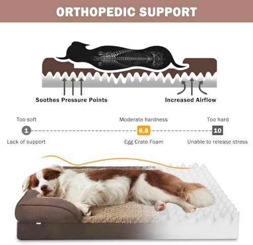 INVENHO Orthopedic Dog Beds Large Sized, XL Egg-Crate Foam Dog Couch with Washable Removable Cover, Waterproof Lining and Nonskid Bottom - Image 2