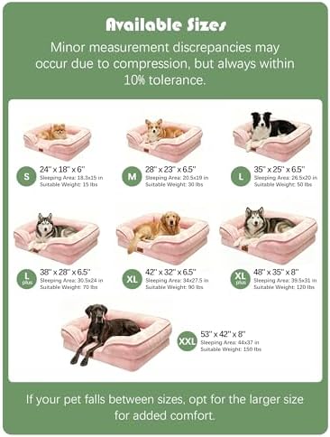 Spotted Play Orthopedic Dog Bed with Sides - Sofa Beds for Medium Dogs, Supportive Foam Pet Couch Bed with Washable Removable Cover, Waterproof Lining and Non-Slip Bottom, Pink - M - Image 7