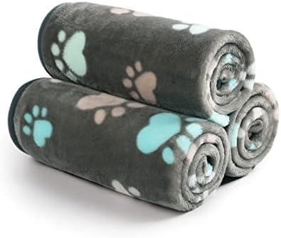 Luciphia 1 Pack 3 Blankets Fluffy Premium Fleece Pet Blanket Flannel Paw Printed Throw for Dog Cat(Medium 30x20'', Grey) - Image 3