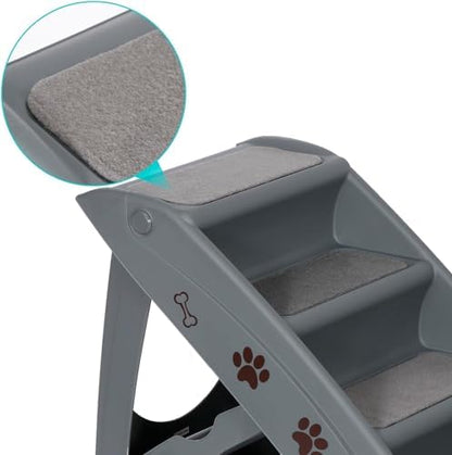 Foldable Pet Stairs with Non-Slip Surface, Portable Dog Steps Ramp for High Beds, Couches, Cars and SUVs, Support Up to 150lbs, Waterproof, Grey - Image 6