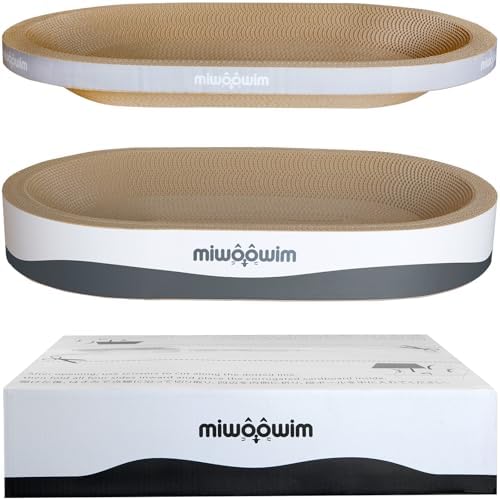 miwoowim 23.6" Extra Large Cat Scratcher Bed & Box Set, Oval Lounge Bowl - Image 4