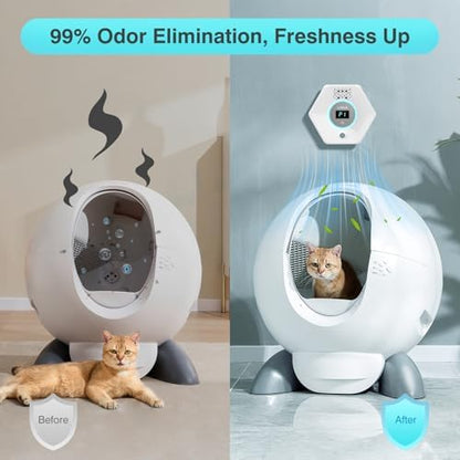 Cat Litter Deodorizer - Ozone & Negative Ion Odor Remover with Sensor Monitor, Cat Odor Eliminator,Safe Air Purifier for Pets(Pearl White) - Image 5