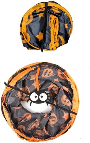Halloween Cat Tunnel with Pumpkin Print Design - Single Collapsible Cat Play Tunnel for Cats & Kittens, Durable and Fun Halloween Pet Toy with Peek Hole - Image 4