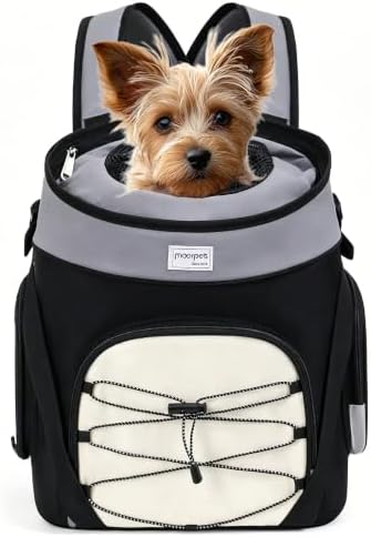 Pet Dog Carrier Backpack Small Dog Medium Cats Front Backpack with Storage Pockets,Adjustable Straps,Ventilated for Hiking Camping Travel,Max 14 lbs (Gray) by NALIYOUHU
