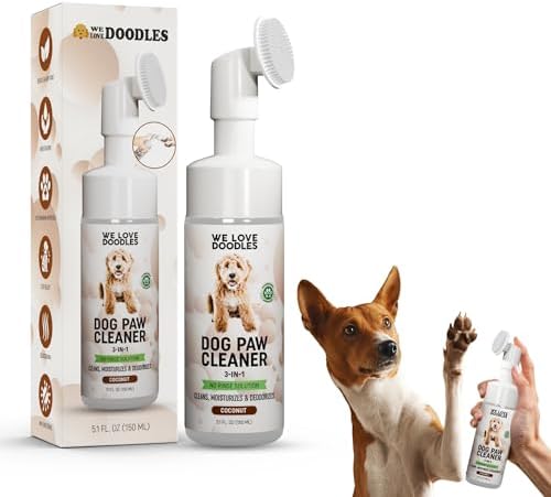 Dog Paw Cleaner, No-Rinse, 3-in-1 Silicone Bristle Brush, Coconut, 5 oz by WeLoveDoodles