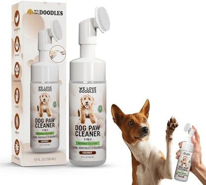 Dog Paw Cleaner, No-Rinse, 3-in-1 Silicone Bristle Brush, Coconut, 5 oz by WeLoveDoodles