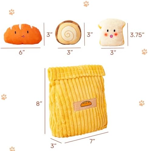 Hollypet Squeaky Hide and Seek Dog Toys for Small and Medium Dogs, Bread - Image 3