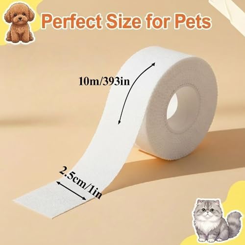 4 Roll Ear Tape for Dog Ears 1 Inch Self Adhesive Cotton Tape for Dog Ear Protection and Support, Dog Ears Stand up Care Tape for Doberman Ear Posting Kit - Image 2