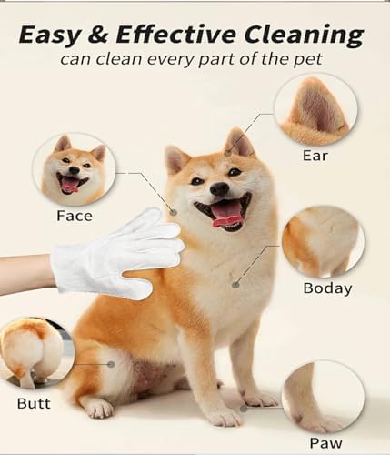 AQUASAFE Pet Glove Wipes - No-Rinse Dog Grooming Wipes & Cat Bath Gloves | Unscented Hypoallergenic Dog Wipes, [12] Ct - Image 7