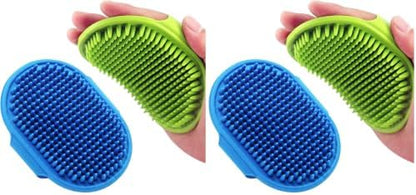 Dog Grooming Brush, Lilpep Pet Shampoo Bath Brush Soothing Massage Rubber Comb with Adjustable Ring Handle for Long Short Haired Dogs and Cats (Blue+Green, pack of 4) by PetSupplies