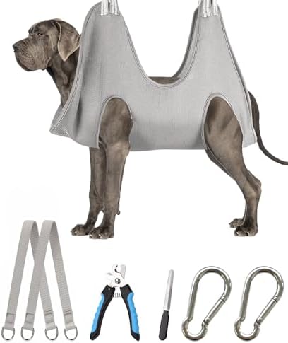 Kkiimatt Dog Grooming Hammock Harness,XXX-Large Silver Grey Grooming Sling for Giant Dogs,Dog Hanger Holder Restraint for Nail Trimming, Hanging Harness Hammock for Nail Clipping by Kkiimatt
