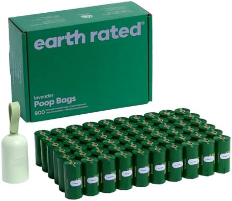 Earth Rated Dog Poop Bag Holder, 1 Dispenser and 900 Bags, Lavender by EarthRated