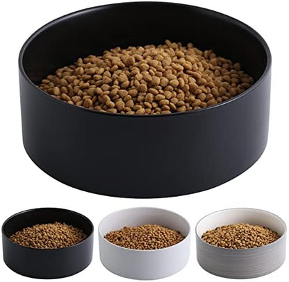 Black Dog Bowl Ceramic for Medium Large Breed, Heavy Weighted Dog Food Water Feeder Dish, Non - Slip Modern Cute Extra Big Porcelain 8 in Pet Bowl Maze by PetGettingMuchHeathier