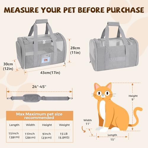 Soft-Sided Cat Carrier,Pet Travel Bag (Up to 16 Lbs) - Image 2