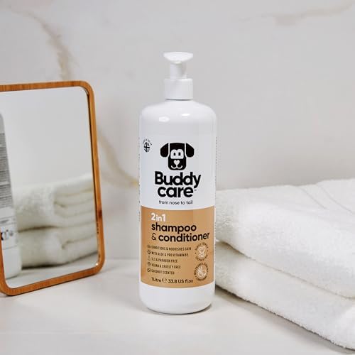 2in1 Dog Shampoo & Conditioner by Buddycare | Coconut Scented | with Aloe Vera and Pro Vitamin B5 (33.8oz) - Image 2