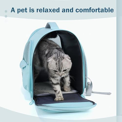 Cat Carrier Backpack,Large Space Animal Carrier Backpacks for Small Dogs Kitten and Medium Cats, Comfort & Safety,Design Reduces Pressure for Travel Outdoor and Vet Visits (Blue) - Image 3