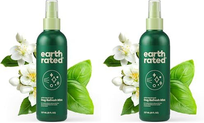 Earth Rated Dog Deodorizing Conditioner Spray, Conditioning & Odor-Eliminating Perfume for Dogs, for All Coat Types, Refreshing White Tea & Basil Scent, 8 oz (Pack of 2) by EarthRated