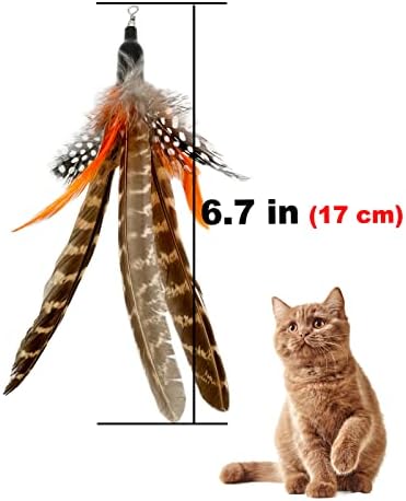 Cat Feather Toys Refills, 6 Pieces Handmade Da Bird Feathers Refill, Cat Wand Replacement Feather for Indoor Cats (B) - Image 4