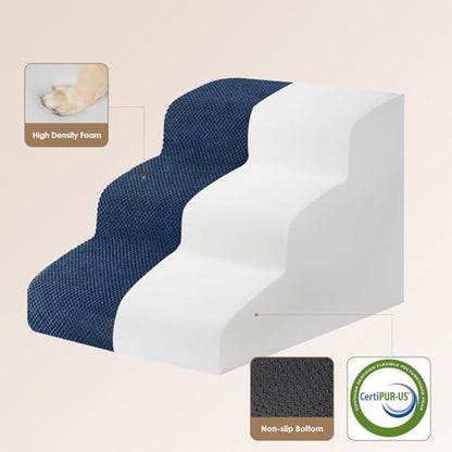 EHEYCIGA Curved Dog Stairs Ramp, 3-Step Dog Steps, 15.7" H Pet Step - Image 2
