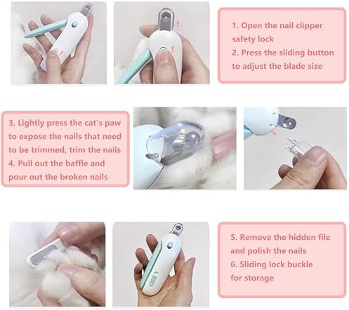 Pets Nail Clippers and Trimmers for Indoor Cats & Small Animals, Safety Lock and Nail File, Nail Trimmer & Claw Scissors for Home Grooming - Professional Grooming Tool for Pets (Pink) - Image 5