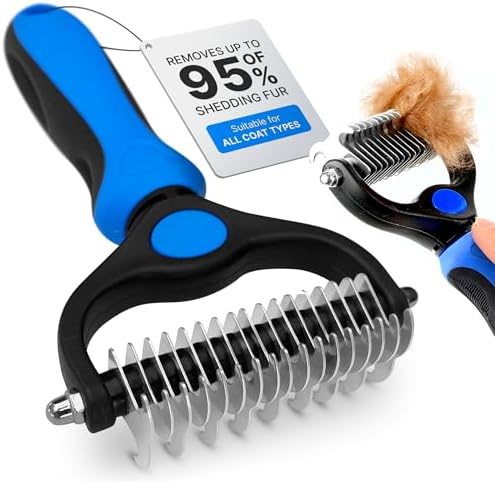 Undercoat Rake for Dogs, Dog Grooming & Deshedding Brush for Double Coats by Unknown