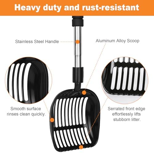 Cat Litter Scoop, Metal Litter Scooper with Detachable Long Handle - Image 5