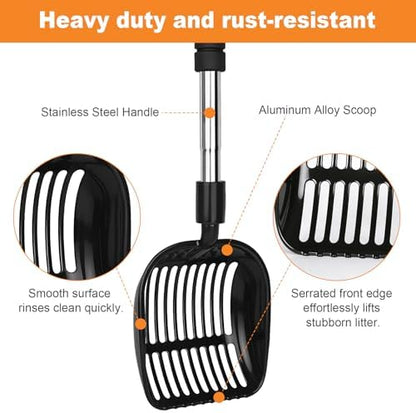 Cat Litter Scoop, Metal Litter Scooper with Detachable Long Handle - Image 5