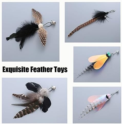 Yauende Cat Feather Toys, Indoor Cat Interactive Toys, 2 PCS Flexible Wire and 5 PCS Cat Feather Toys, for Bored Indoor Cats, Indoor Cat Chase Toys - Image 3