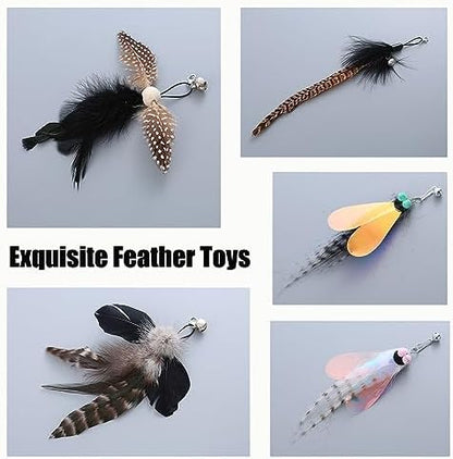 Yauende Cat Feather Toys, Indoor Cat Interactive Toys, 2 PCS Flexible Wire and 5 PCS Cat Feather Toys, for Bored Indoor Cats, Indoor Cat Chase Toys - Image 3